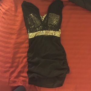 Black/gold sequin dress