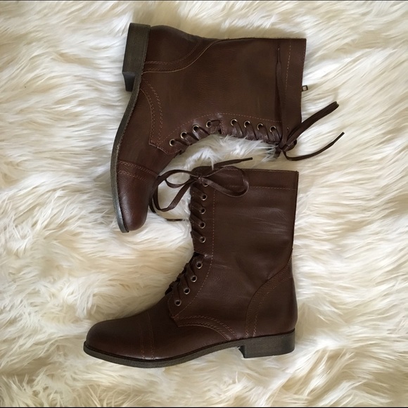 Brown lace up boots