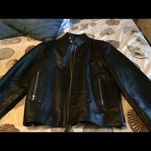 Men's Black leather motorcycle jacket
