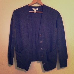100% wool grey cardigan with gold buttons Small