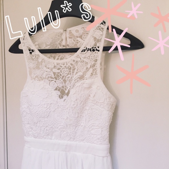 Lulu*s So Far Gown Lace Maxi Dress in white/ ivory