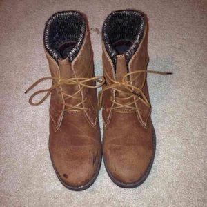 Brown lace up booties