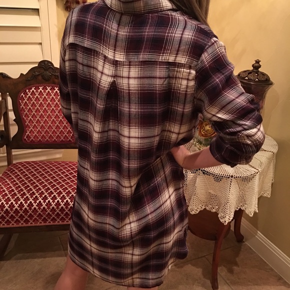💙Host Pic Purple and Plaid Shirt Dress - Picture 3 of 3