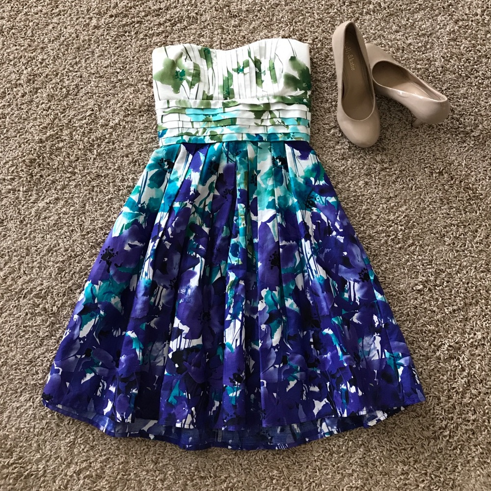 Strapless Floral Dress