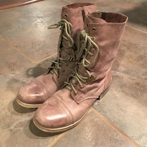 Lace-up/zip leather booties