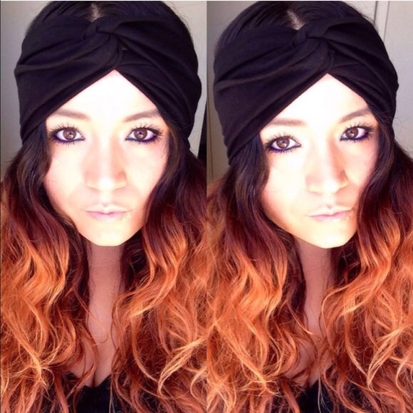 The faux turban in solid black