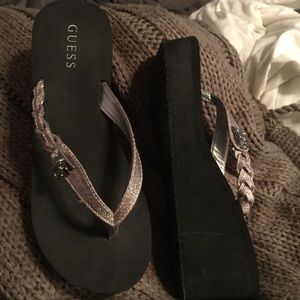 Guess wedge flip flops