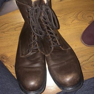 Brown combat boots