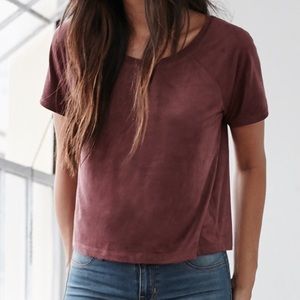 Maroon Me to We Faux Suede Raglan T-Shirt