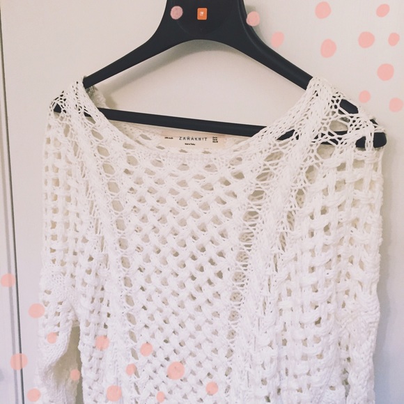 White Zara hole sweater