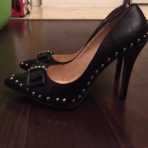 Black Studded Heels--Red Bottoms