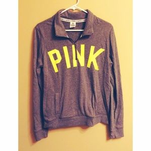 PINK High Neck Half Zip Pullover