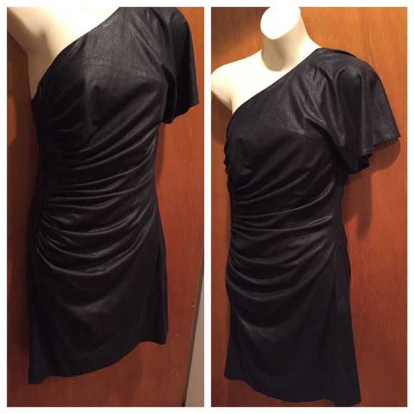 Catherine Malandrino faux leather 1 shoulder dress - Picture 3 of 4