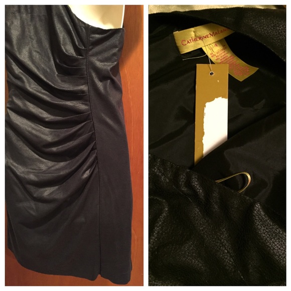 Catherine Malandrino faux leather 1 shoulder dress - Picture 4 of 4