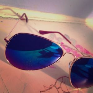 green and blue reflective lens sunglasses