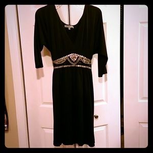 Black dress with silver trim waist