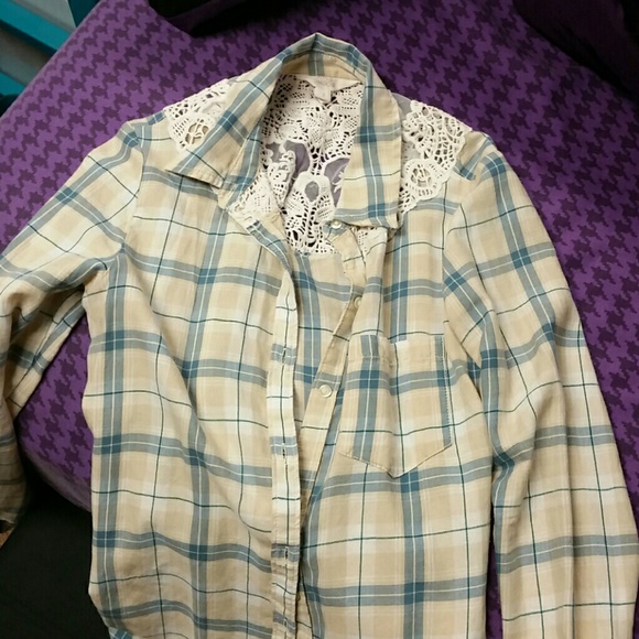 Lace insert flannel