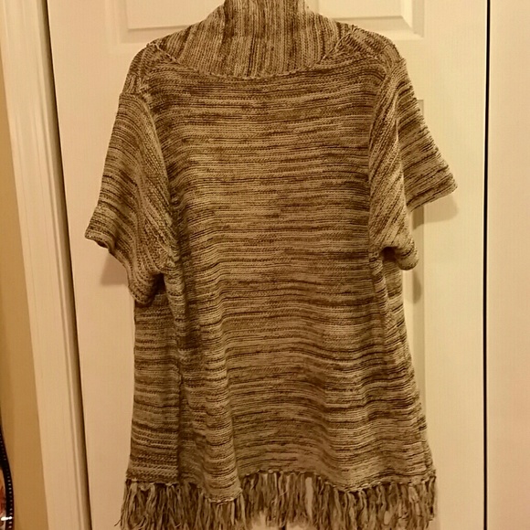 White and brown cardigan with tassles - Picture 4 of 4