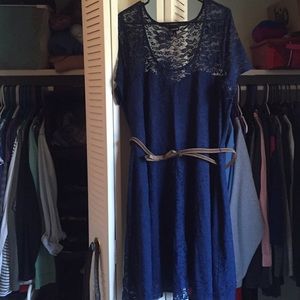 Blue A-line Mesh Illusion Dress from Torrid