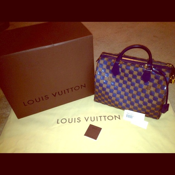 Louis Vuitton Bleu Damier Paillettes Speedy 30 Bag