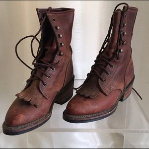 Vintage Durango lace up brown boots - 100% leather