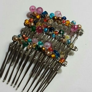 Set of 3 jewel tone hair combs