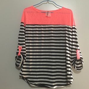 Coral and stripped blouse