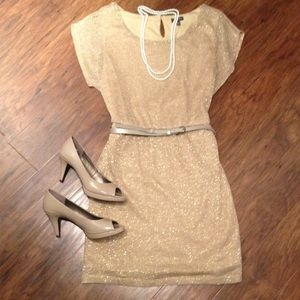 Gold sparkly party dress.