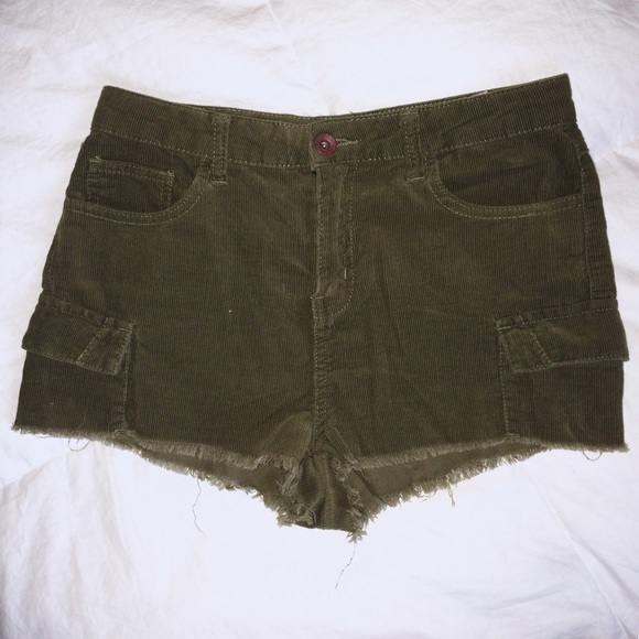Olive green corduroy shorts