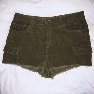 Olive green corduroy shorts