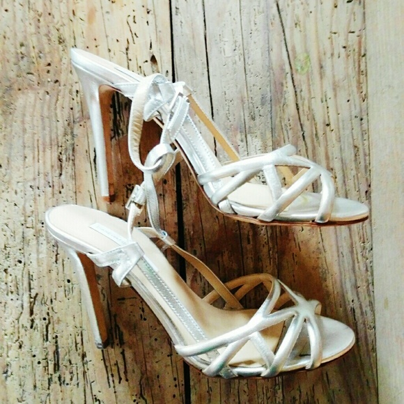Diane von Furstenberg Shoes - Diane von Furstenberg silver strappy heels