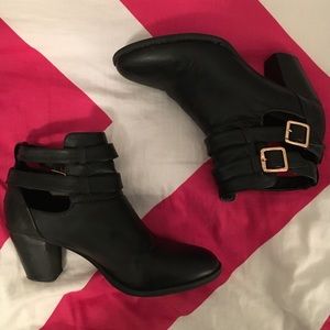 black cutout booties