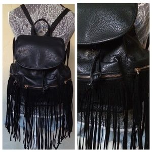 Black boho backpack