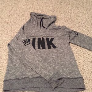 Pink; grey turtle neck sweatshirt