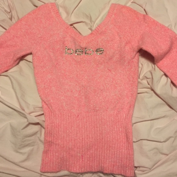 Bebe logo pink sweater
