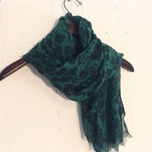 Floral Green & Black Scarf