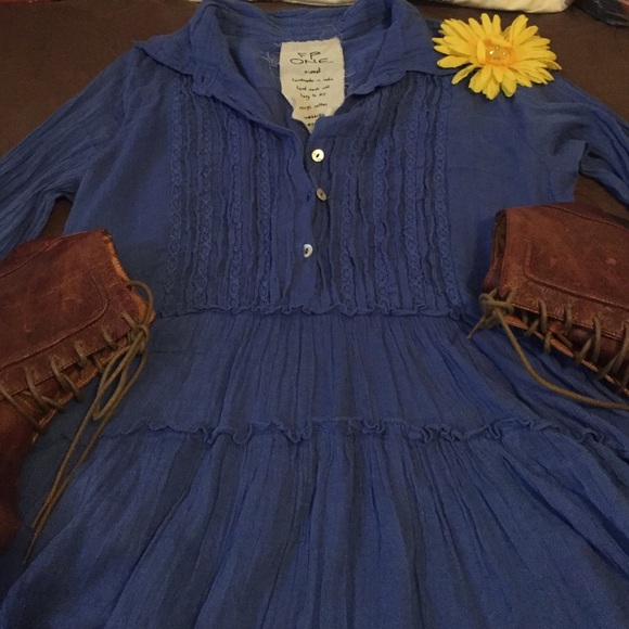 🔺SOLD🔺Free people long sleeve blue dress - Picture 3 of 4