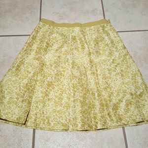 Banana Republic Silk Green Yellow Skirt 0P