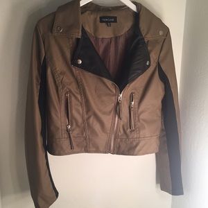 Tan Faux Leather Jacket