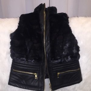 Black faux fur vest