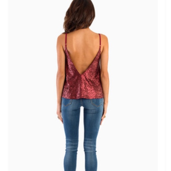 Tobi Red Sequin Top - Picture 2 of 4