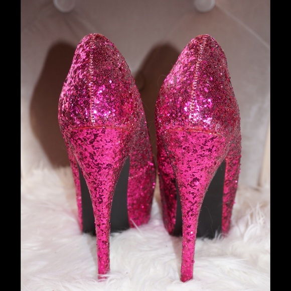 Glittering Pink Bordello Pumps/ Burlesque heels