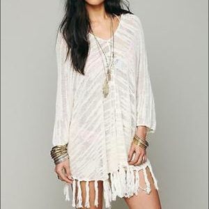 Free People White Ease with Breeze Poncho