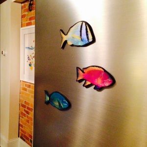 3 Iridescent Fish Magnets