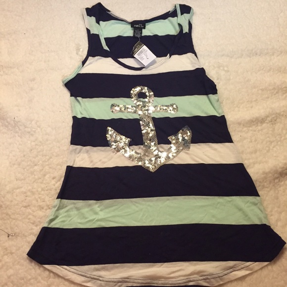 Sparkly anchor tank top