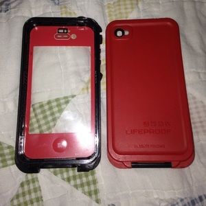 Red iPhone 4s life proof case