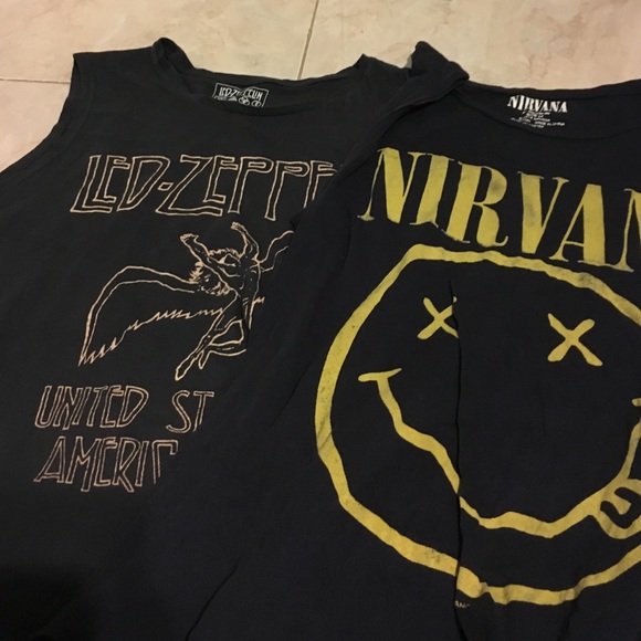 Led Zeppelin and Nirvana tank tops