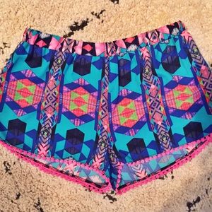 Aztec Neon Pom Pom Shorties