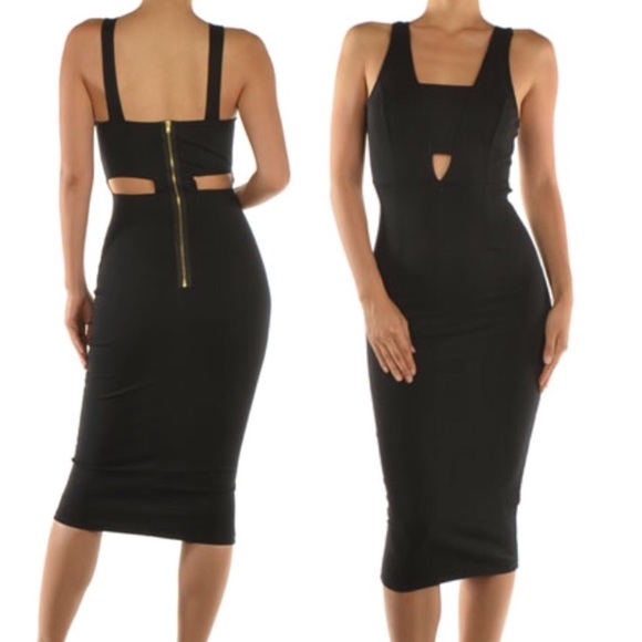 Dresses & Skirts - Black bodycon zipper back dress beautiful fit!!