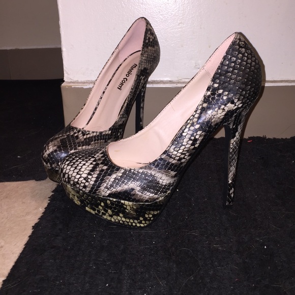 Snakeskin print heels